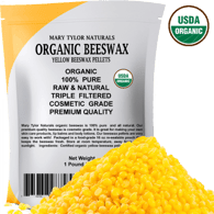 Organic Yellow Beeswax Pellets, 1 lb, USDA-Certified, great for DIY projects, Candles, Lip balms and more, Manufactured and Distributed by Mary Tylor Naturals