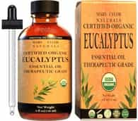 Organic Eucalyptus Essential Oil (4 oz), USDA Certified by Mary Tylor Naturals 100% Pure Essential Oil, Therapeutic Grade, Perfect for Aromatherapy, Relaxation, DIY, Improved Mood