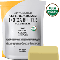 Organic Cocoa Butter (8 oz), USDA Certified, Raw, Unrefined, Non-Deodorized, Rich In Antioxidants Great For DIY Recipes, Lip Balms, Lotions, Creams, Stretch Marks