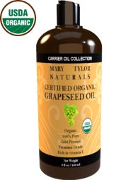 Organic Grapeseed Oil, 8 oz, USDA-Certfied, 100% Pure and Natural, Perfect for Aromatherapy, DIY Skin Care, Hair Care and So Much more, Manufactured and Distributed by Mary Tylor Naturals