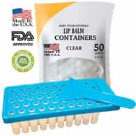 Lip Balm Kit, Fill Tray With Spatula and 50 Clear Lip Balm Containers with Caps, BPA Free, Made in USA, Distributed by Mary Tylor Naturals