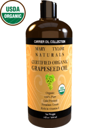 USDA-Certified Organic Grapeseed Oil, 8oz, 100% Pure and Natural, Perfect for Aromatherapy, DIY Skin Care, Hair Care and So Much more, Manufactured and Distributed by Mary Tylor Naturals