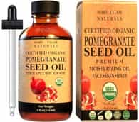 Organic Pomegranate Seed Oil, 4 oz, USDA-Certified, 100% Pure and Natural, Perfect for Aromatherapy, DIY Skin Care, Hair Care and So Much more, Manufactured and Distributed by Mary Tylor Naturals
