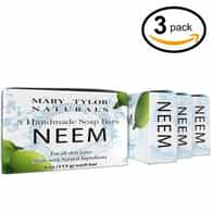 Neem Soap bar Gift Set, (3 pk 4 oz each), 100% Pure and Natural, Cruelty Free, Non-GMO – Relaxing Aroma, Hand Made for Men & Women, Great for Hair, Face and Body made from organic oils, Distributed by Mary Tylor Naturals