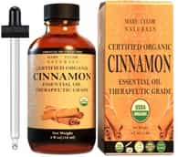 Organic Cinnamon Essential Oil (4 oz), by Mary Tylor Naturals, USDA Certified Organic,100% Pure Essential Oil, Therapeutic Grade, Perfect for Aromatherapy, Relaxation, DIY, Improved Mood