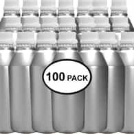 Brushed Aluminum Bottles, 16 oz, 100 pack, with Caps and Plugs, great for essential oils, Wholesale Bulk, Lightweight, Distributed by Mary Tylor Naturals