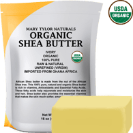 Organic Shea Butter, 1 lb, USDA-Certified,Raw, Unrefined Manufactured and Distributed by Mary Tylor Naturals
