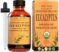 Organic Eucalyptus Essential Oil, 4 oz, USDA-Certified, 100% Pure and Natural, Perfect for Aromatherapy, DIY Skin Care, Hair Care and So Much more, Manufactured and Distributed by Mary Tylor Naturals