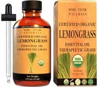 Certified Organic Lemongrass Essential Oil 4 oz, Therapeutic Grade Perfect for Aromatherapy, Relaxation, DIY, Improved Mood, Diffuser by Mary Tylor Naturals