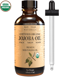Organic Jojoba oil , 4 oz, USDA-Certified, Cold Pressed Unrefined Hexane Free Moisturizer Oil for Hair Skin & Face Carrier Base Oil By Mary Tylor Naturals