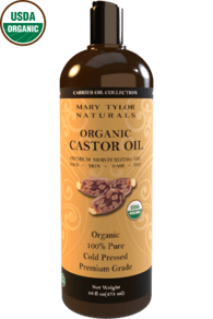 Organic Castor Oil 16 oz — USDA Certified by Mary Tylor Naturals — Cold Pressed, Hexane Free, 100% Pure — Amazing Moisturizer for Skin and Hair — Stimulates Growth for Hair, Eyelashes and Eyebrows