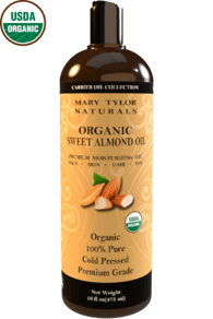 Organic Sweet Almond Oil 16 oz — USDA Certified  — Cold Pressed, Hexane Free, 100% Pure — Amazing Moisturizer for Skin by Mary Tylor Naturals