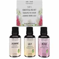 Essential Oils Gift Set Top 3, 3 x 10 ml each, Lily, Jasmine, and Rose, great for aromatherpy, diy projects holiday gift and much more, Manufactured and Distributed by Mary Tylor Naturals