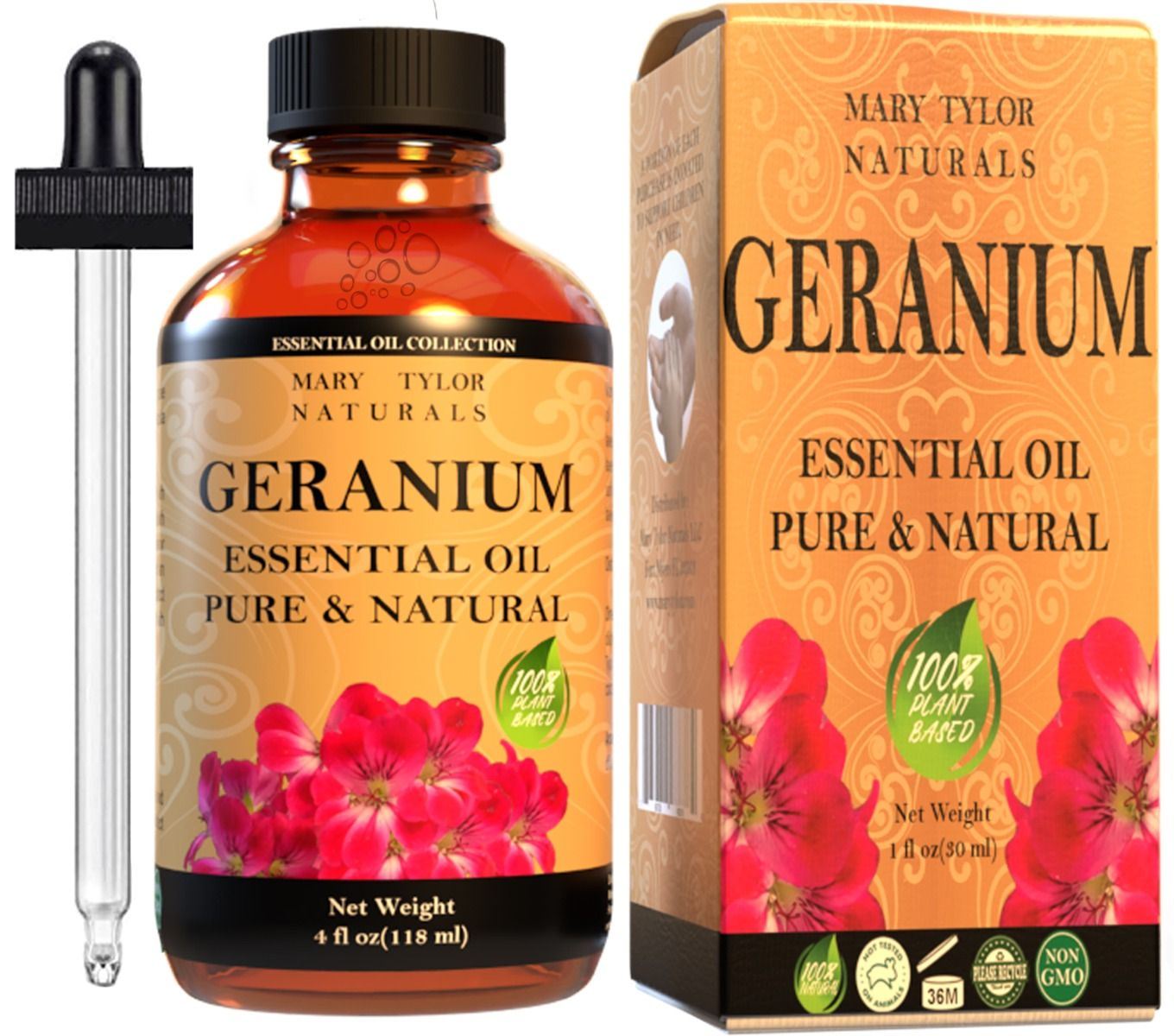 Geranium Essential Oil, 4 oz, 100% Pure and Natural, Therapeutic Grade,  Perfect for Aromatherapy, DIY Skin Care, Hair Care and So Much more