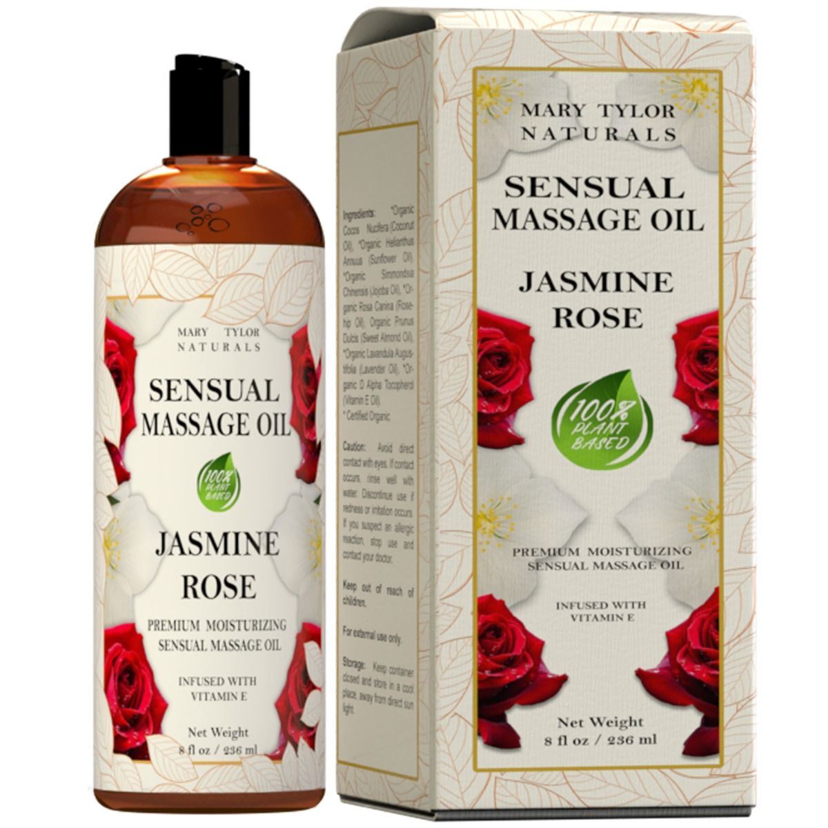 Sensual Massage Oil w/ Rose and Jasmine Essential Oil (8 Fluid