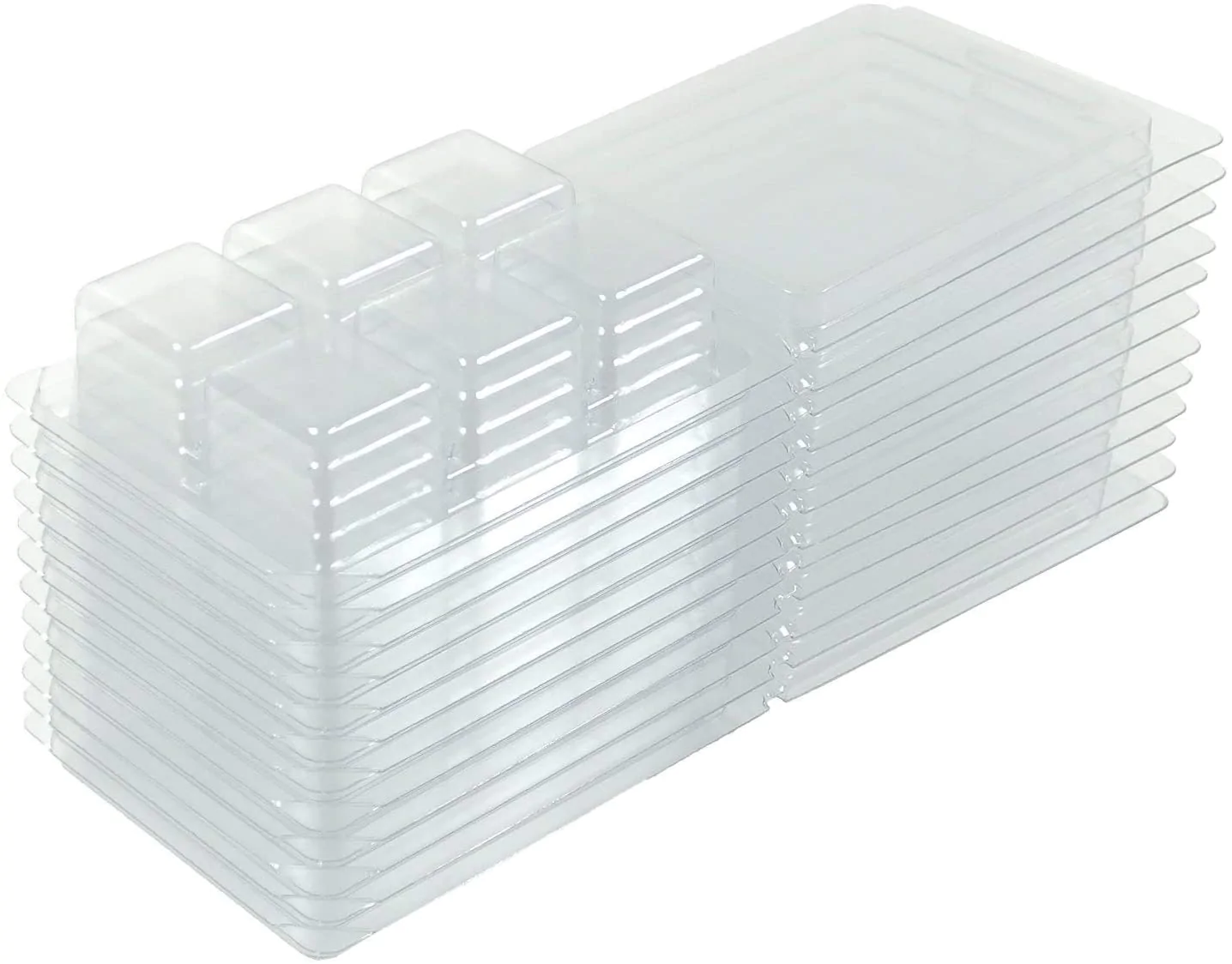 100 Pack Wax Melt Containers with 6 Cavity Clear Plastic Wax Melt Clam