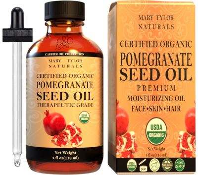 Organic Pomegranate Seed Oil, 4 oz, USDA-Certified, 100% Pure and Natural, Perfect for Aromatherapy, DIY Skin Care, Hair Care and So Much more, Manufactured and Distributed by Mary Tylor Naturals