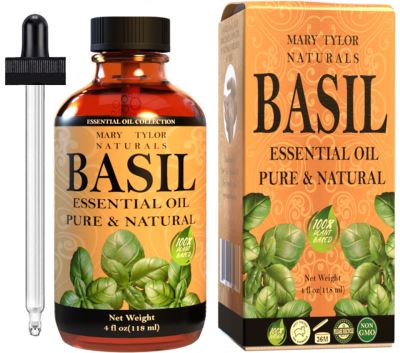 Basil Essential Oil, 1 oz, 100% Pure and Natural, Premium Therapeutic Grade, Perfect for Aromatherapy, DIY Projects and Much More, Manufactured and Distributed  by Mary Tylor Naturals
