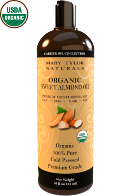 Organic Sweet Almond Oil, 16 oz, USDA-Certified, 100% Pure and Natural, Perfect for Aromatherapy, DIY Skin Care, Hair Care and So Much more, Manufactured and Distributed by Mary Tylor Naturals