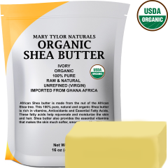 Organic Shea Butter, 1 lb, USDA-Certified,Raw, Unrefined Manufactured and Distributed by Mary Tylor Naturals