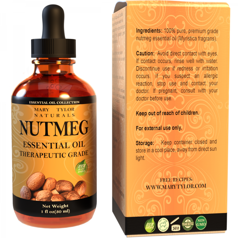 Nutmeg Essential Oil, 1 oz, 100% Pure and Natural, Therapeutic Grade,  Perfect for Aromatherapy, DIY Skin Care, Hair Care and So Much more