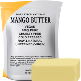 Mango Butter, 1 lb, 100% Pure and Natural, Cold Pressed, Unrefined, Manufactured and Distributed by Mary Tylor Naturals MB-001