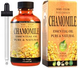 Chamomile Essential Oil 1 oz, Premium Therapeutic Grade, 100% Pure and Natural, Perfect for Aromatherapy, Relaxation, Improved Mood and Much More Manufactured and Distributed by Mary Tylor Naturals Chamomile-1-oz 