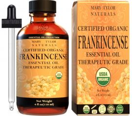 Organic Frankincense Essential Oil, 4 oz, USDA-Certified, Perfect for Aromatherapy, DIY Skin Care, Hair Care and So Much more, Manufactured and Distributed by Mary Tylor Naturals frankincense-4-oz