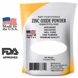 Zinc Oxide, Non Nano 1 lb by Mary Tylor Naturals Made in the USA, Uncoated,100% Pure Fine Powder Premium Quality Pharmaceutical Grade, Great for DIY Sunscreen, Diaper Rash Creams ZO-0001