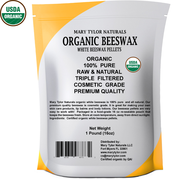 Organic White Beeswax Pellets 8oz Pure, Natural, Cosmetic Grade