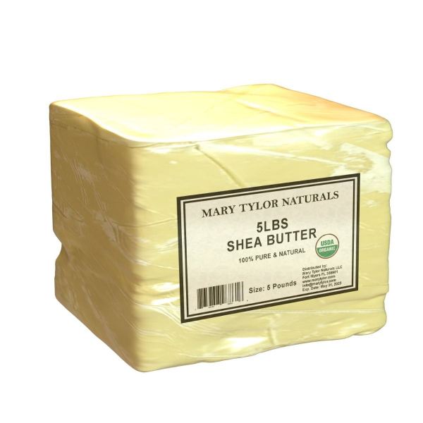 Organic Shea Butter, 5 lbs, USDA-Certified, Bulk, Raw, Unrefined Manufactured and Distributed by Mary Tylor Naturals SB-0005 