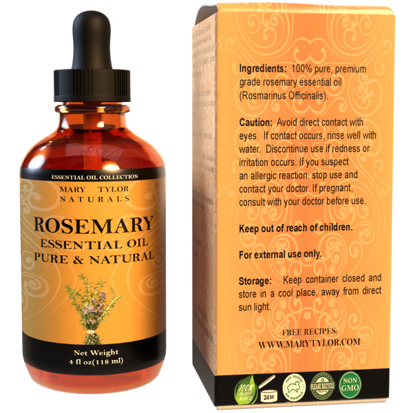 Rosemary Essential Oil, 4 oz, 100% Pure and Natural, Therapeutic Grade, Perfect for Aromatherapy, DIY Skin Care, Hair Care and So Much more, Manufactured and Distributed by Mary Tylor Naturals rosemary-4-oz 