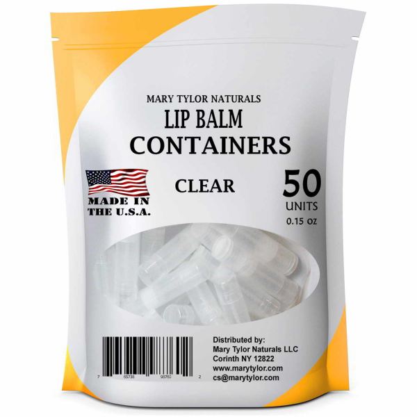 Clear Lip Balm Containers with Caps , 50 BPA Free, Made in USA, Distributed by Mary Tylor Naturals LBC-0050 