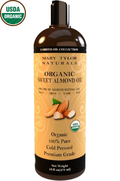 Organic Sweet Almond Oil, 16 oz, USDA-Certified, 100% Pure and Natural, Perfect for Aromatherapy, DIY Skin Care, Hair Care and So Much more, Manufactured and Distributed by Mary Tylor Naturals SAO-0016 