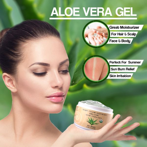 organic Aloe Vera Gel 4 oz, USDA certified by Mary Tylor Naturals AVG-0004 