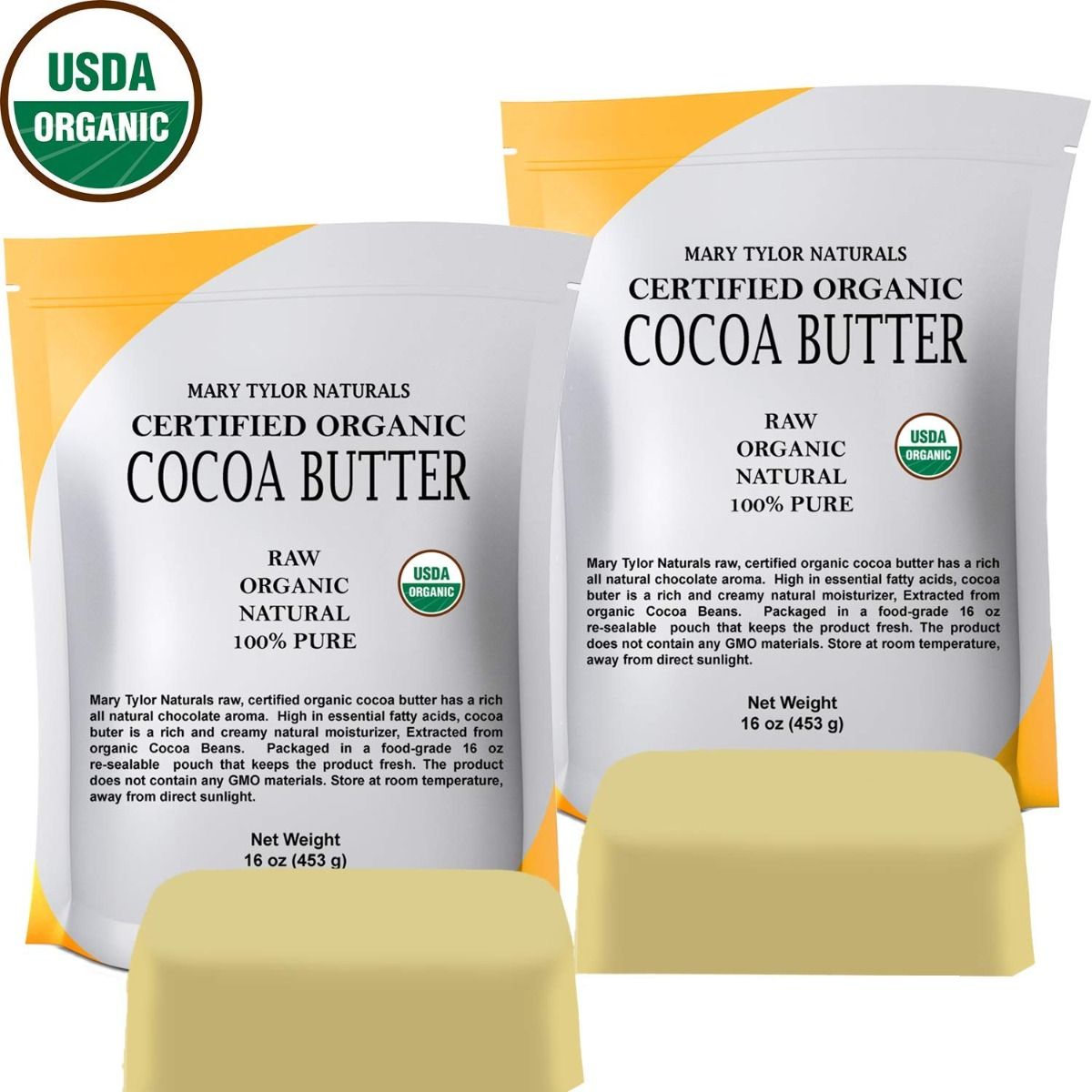 Organic Shea Butter, 5 lbs, USDA-Certified, Bulk, Raw, Unrefined  Manufactured and Distributed by Mary Tylor Naturals